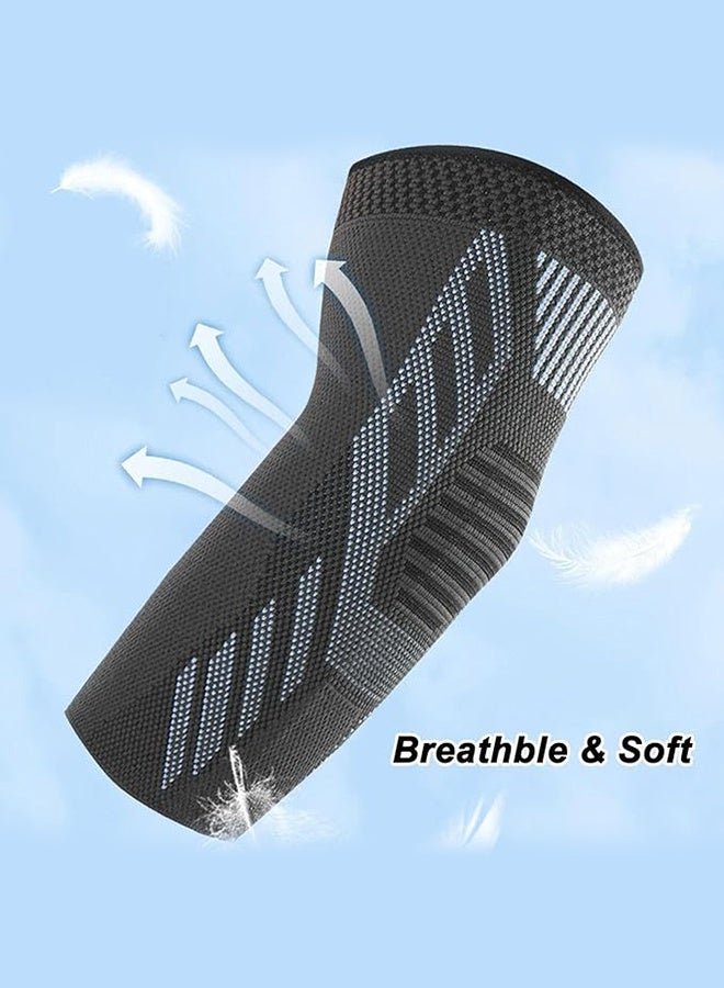 2 Pack Elbow Brace for Tendonitis, Tennis Elbow Compression Support Sleeve for Golfers Elbow Pain Relief, Arthritis, Bursitis, Workout, Weightlifting (Black-Grey, Medium) - Image 3